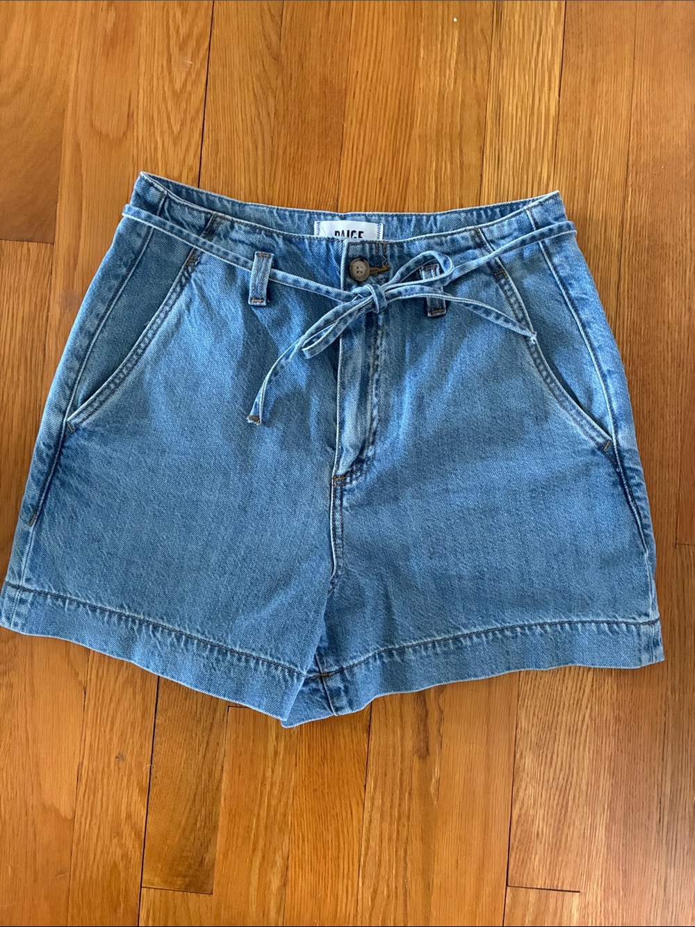 Paige Annessa Drawstring High Waist Denim Shorts 25